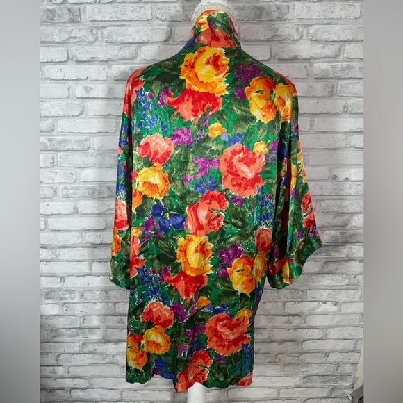 Victoria's Secret Gold Label 80s Boho Retro Floral Kimono Robe - Picture 5 of 9
